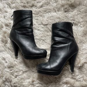 Black Heeled Boots w/ Zipper Back